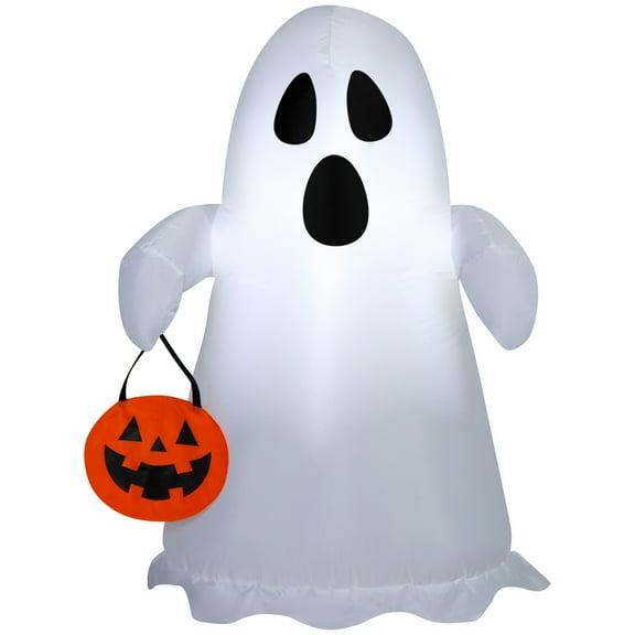 Spooky Ghost with Jack-o'-Lantern Tote Airblown Yard Inflatable, Multicolor, 3.5', Halloween by Way To Celebrate