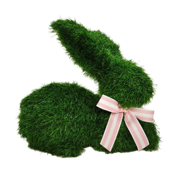 Faux Grass Lying Bunny Tabletop Decoration, Green, 17", Easter by Way To Celebrate