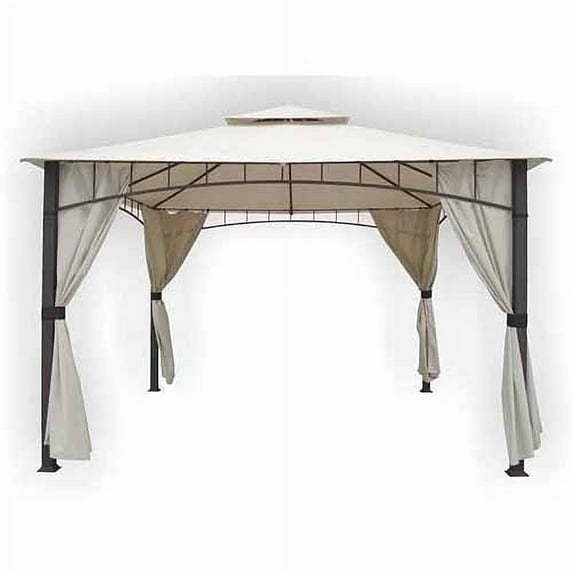 DC America 10' x 12' Square Column 2-Tier Gazebo with Faux Privacy Screen and Insect Screen
