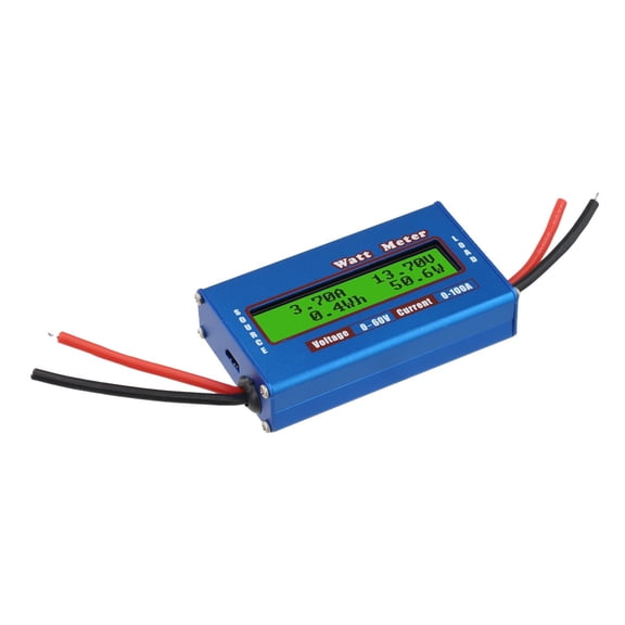 DC Analyzer 0-100A 4-60V Solar Wind Energy Meter, LCD Digital Display Watt Volt Amp Tester for Battery Panel System Monitoring