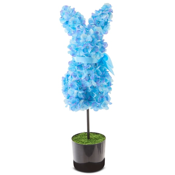 Hydrangea Bunny Topiary, Blue, 27", Easter by Way To Celebrate