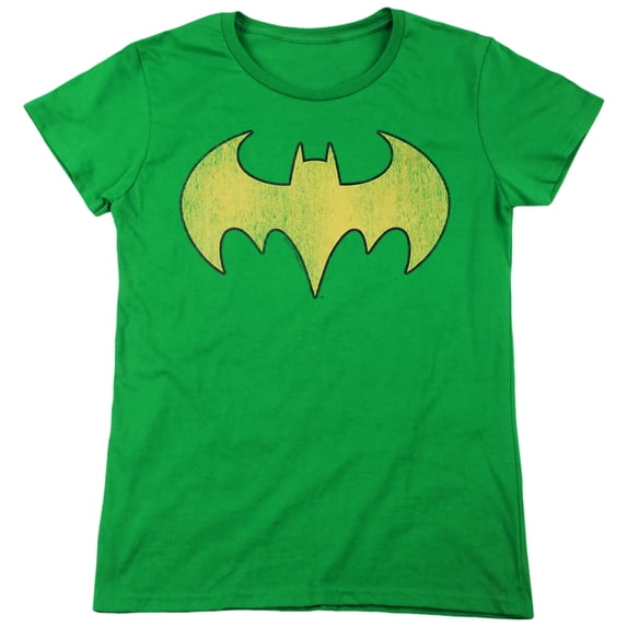 DC Batgirl Logo Distressed Women's T Shirt, Kelly Green, 2X-Large