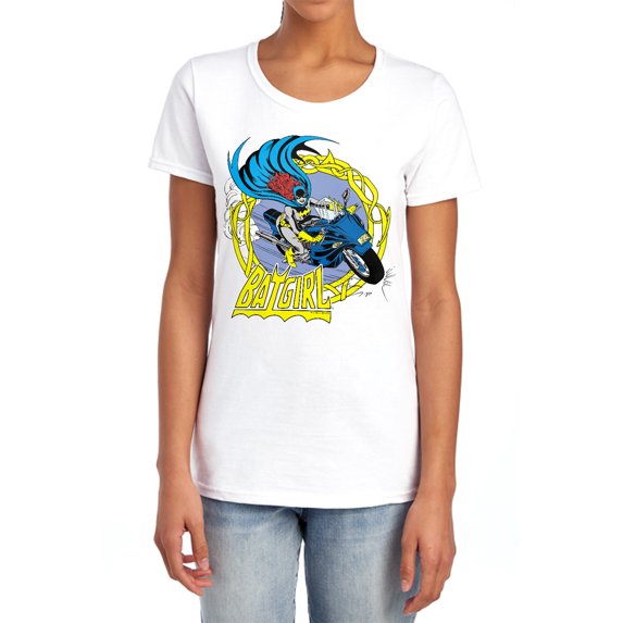 DC Batgirl Motorcycle Women's T Shirt, White, X-Large