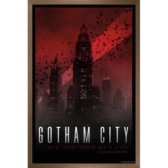 DC Batman (Comic) - Gotham City Shadow Wall Poster, 22.375" x 34" Framed