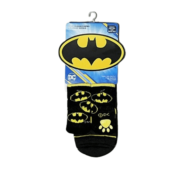 DC Batman Human Crew Socks and 4 Doggy Socks Size 9-11