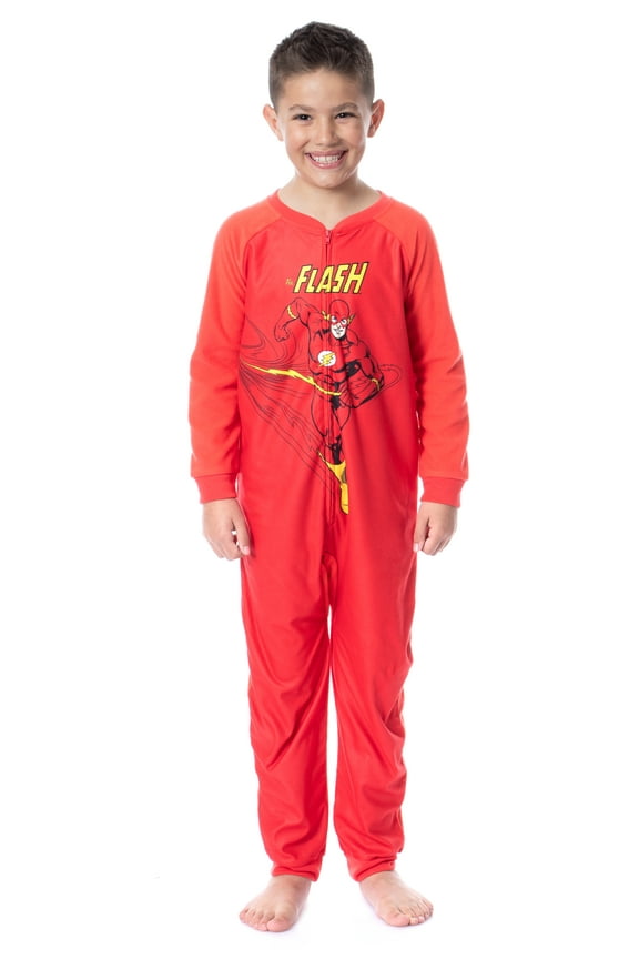DC Boys' Classic The Flash One-Piece Front Zipper Union Suit Footless Sleep Pajama