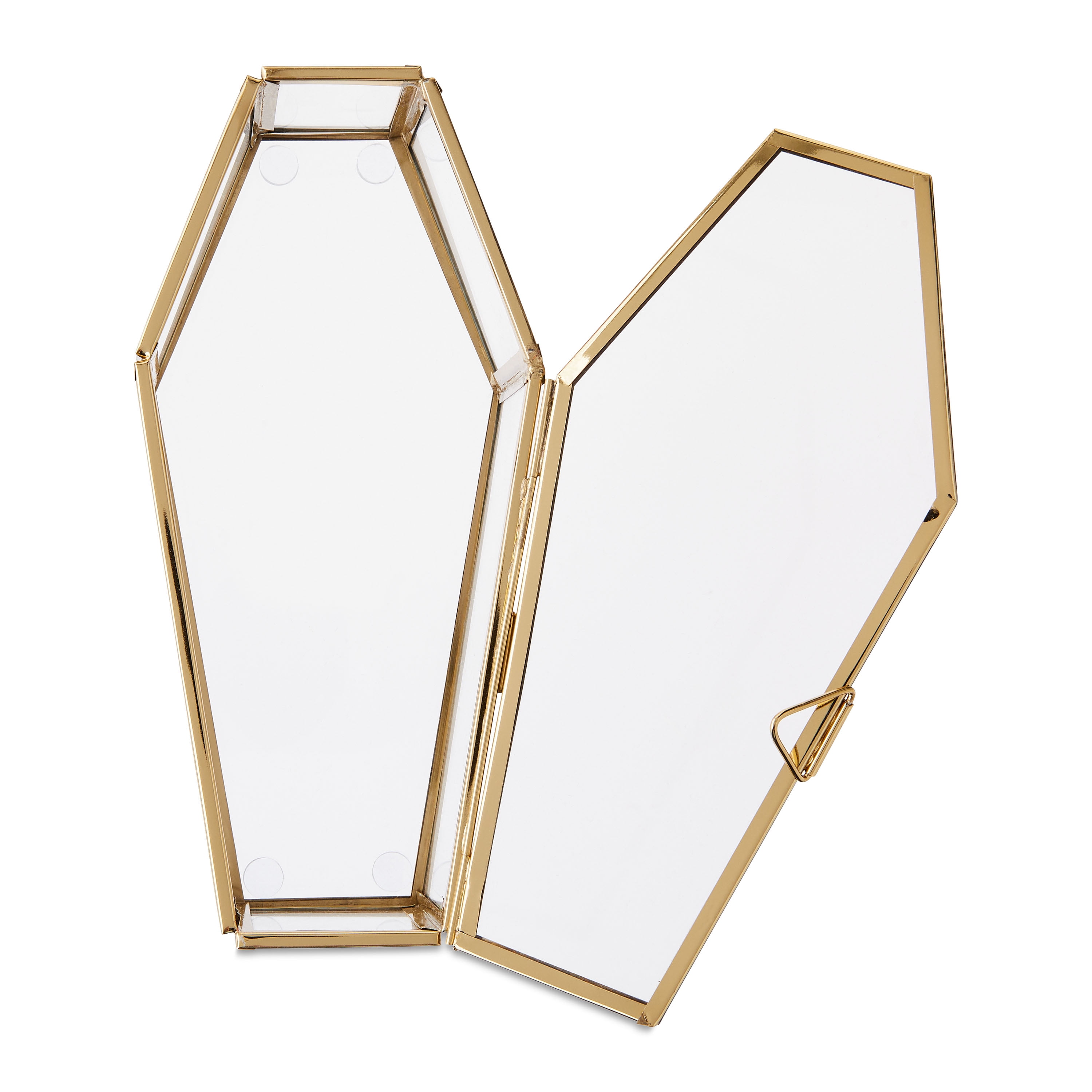 Glass & Steel Coffin Tabletop Decor, Clear & Gold, 7.75