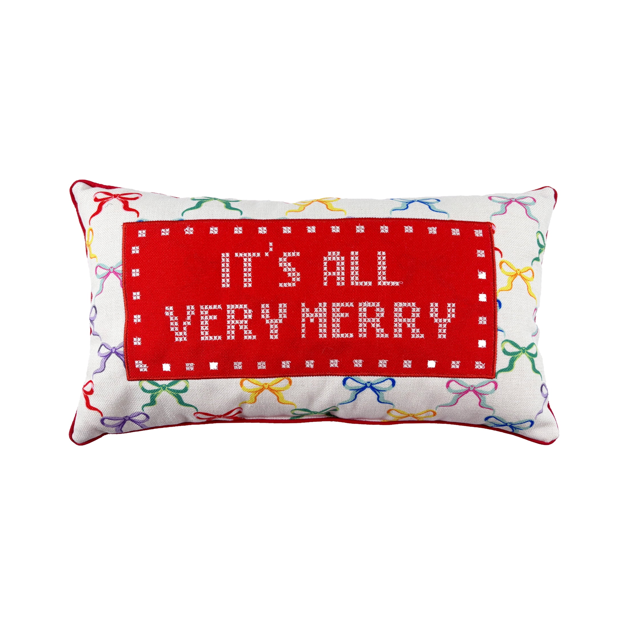 It's All Very Merry Decorative Christmas Lumbar Pillow, Multicolor, 18" x 10", by Holiday Time