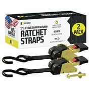 DC Cargo Auto Retract Ratchet Strap w/ Hook 1"x6' Bolt-on Tie Down Strap, 2-pack