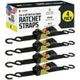 thumbnail image 1 of DC Cargo Auto Retract Ratchet Straps 4 pack with Hooks, 2" x 6' ratchet strap, 1 of 8