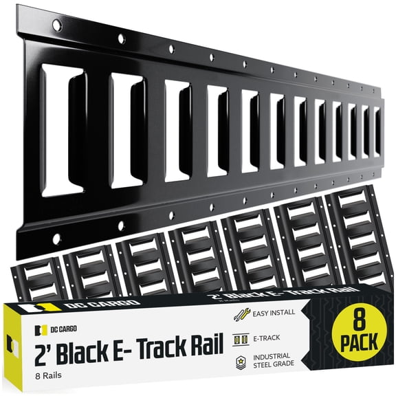 DC Cargo Etrack Rails 2' Horizontal Black Powder Coated E Track Rail 8-pack