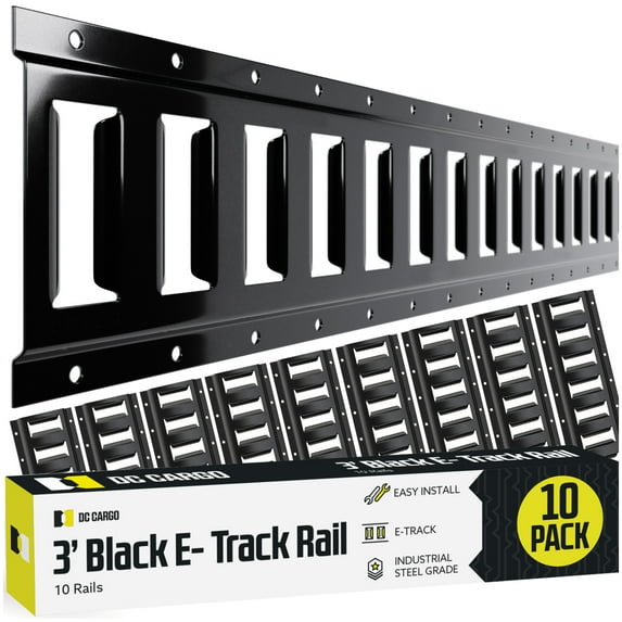 DC Cargo Etrack Rails 3' Horizontal Black Powder Coated E Track Rail 10-pack