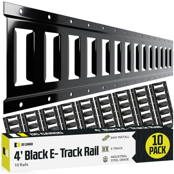 DC Cargo Etrack Rails 4' Horizontal Black Powder Coated E Track Rail 10-pack