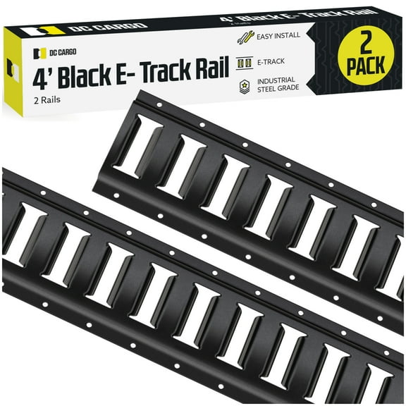 DC Cargo Etrack Rails 4' Horizontal Black Powder Coated E Track Rail 2-pack