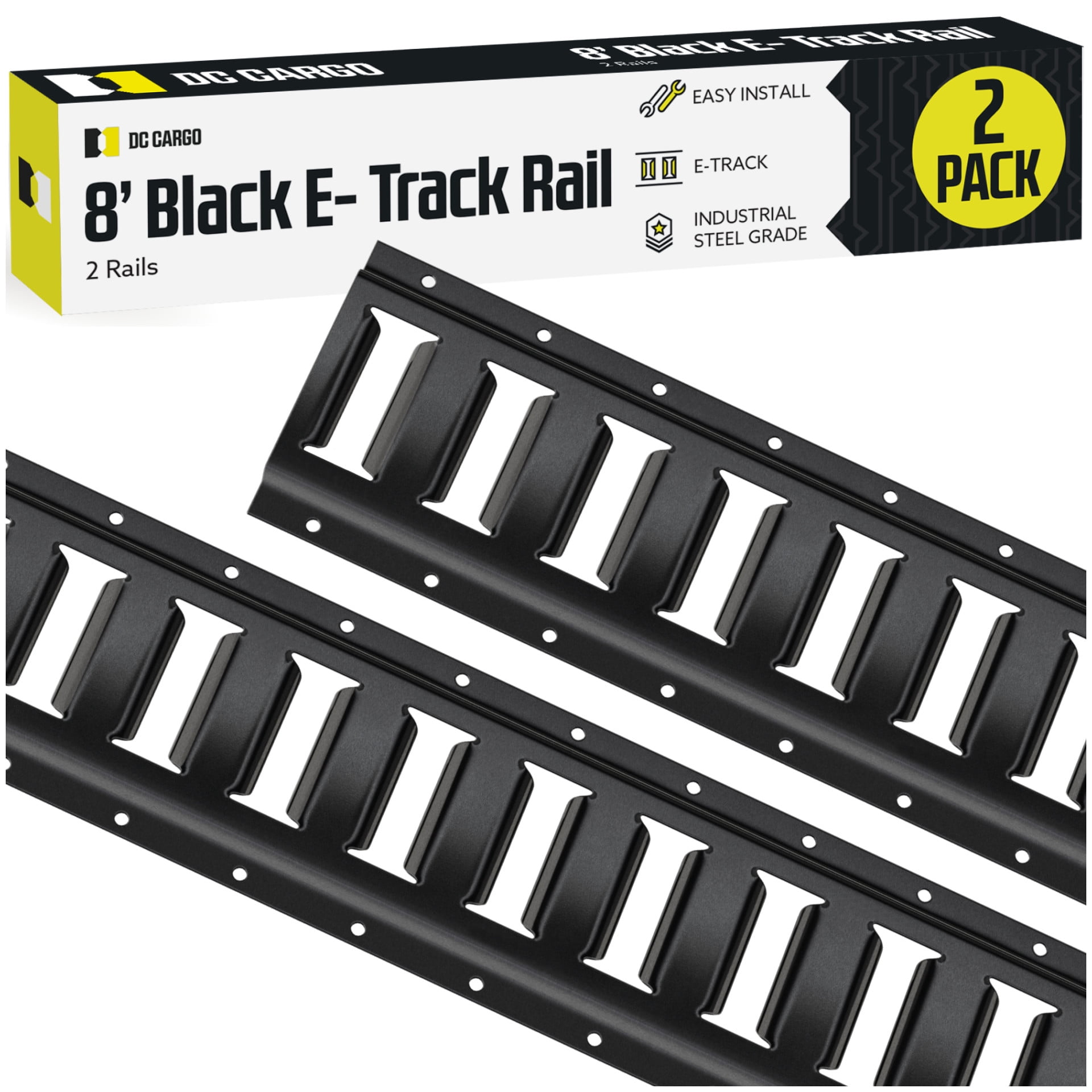 Dc Rack Power Rails DC Cargo Etrack Rails 8' Horizontal Black Powder Coated E Track Rail 2 ...