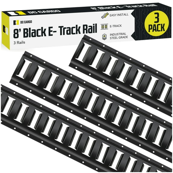 DC Cargo Etrack Rails 8' Horizontal Black Powder Coated E Track Rail 3-pack