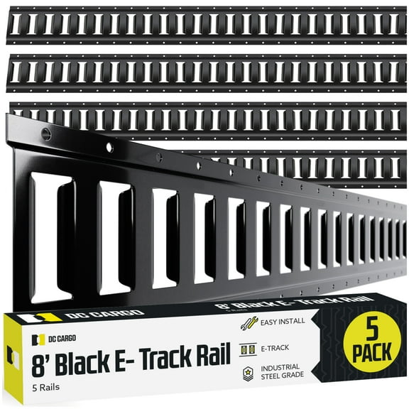 DC Cargo Etrack Rails 8' Horizontal Black Powder Coated E Track Rail 5-pack