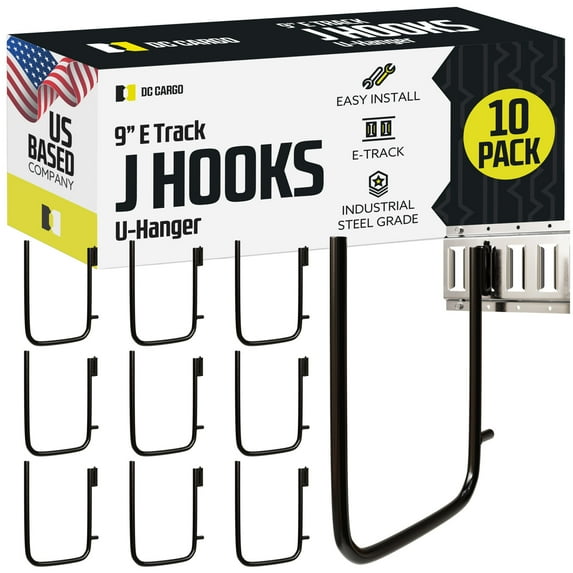 "DC Cargo Mall 10 Pack E-Track Large 9” U Hanger Tie Down Accessory for Enclosed Trailer/RV for Ladders, Beams, Bars, Hoses and Cables"