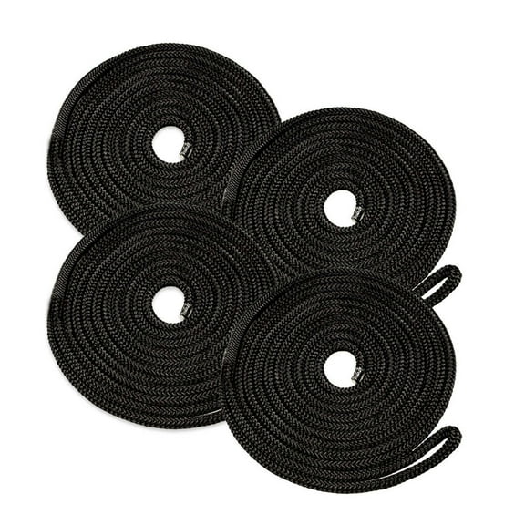 DC Cargo Mall 4 Marine-Grade Double-Braided Dock Lines | ⅜” X 20’ Double-Braided Nylon Dock Line with 12” Eyelet | Dock Line for Boats