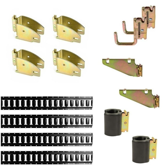 DC Cargo Mall E Track Organization Kit - 14 Pieces: 4 ft Black E Track Rails & E Track Accessories