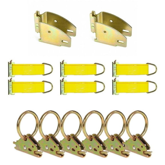 """DC Cargo Mall E Track Tie-Down Kit - 14 Pieces: E-Track Accessories | Includes O-Rings, Rope Tie-Offs, and Wood Beam End Sockets (E-Track Rails NOT Included)"""
