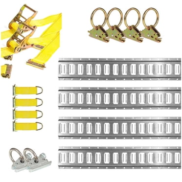 DC Cargo E Track Rail Kit - 8 Foot Galvanized Steel Tie Down System (4 Pack)