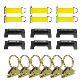 """DC Cargo Mall E Track Tie-Down Kit - 18 Pieces: E-Track Accessories for Horizontal Rails | Includes O-Rings, Rope Tie-Offs, and End Caps (E-Track Rails NOT Included)"""