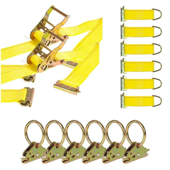 DC Cargo Mall E Track Tie-Down Kit - 8 Pieces: E-Track Accessories | Includes 12 ft E Track Straps and O-Rings (E-Track Rails NOT Included)
