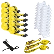 DC Cargo Mall Flatbed Tie-Down Kit - 33 Pieces 4 Inch Flatbed Winch Straps, 2 Inch Ratchet Straps, V Board Corner Protectors, Strap Winder