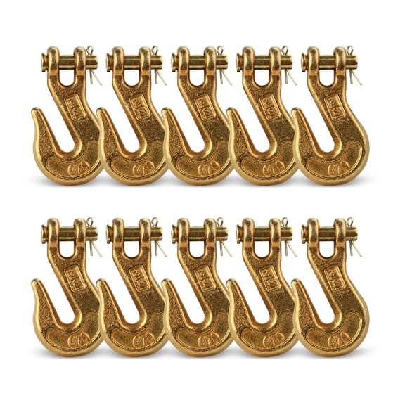 "DC Cargo Mall G70 3/8 Chain Hook – Heavy Duty Clevis Grab Hook for 3/8 Inch Grade 70 Chain - for Trailer Truck Transport - 6,600 lbs, 10-Pack"