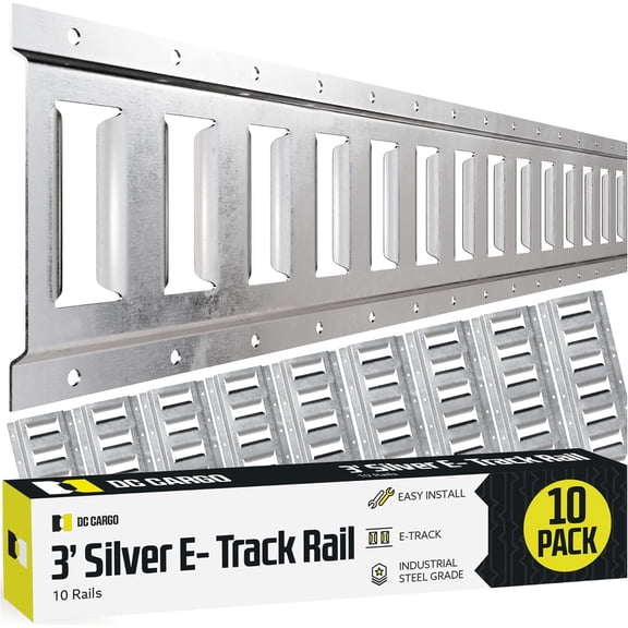 DC Cargo Mall Outdoor E Track Tie Down Rail Kit 3'(10Pack) for Garages, Vans, Trailers, Motorcycle Tie Downs, ATV Mountings-ETrack Bar RailsGalvanized Steel-Secure Cargo