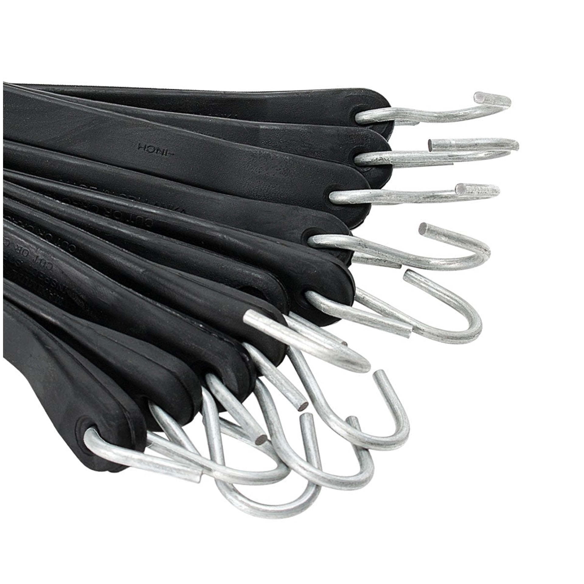 "DC Cargo Mall Pack of 50 Tarp Straps, 41" Long Natural Rubber Bungee Cord Tie-Downs Ideal for Securing Tarps, Canvases. Trailer Tiedowns W/ Metal S Hooks"