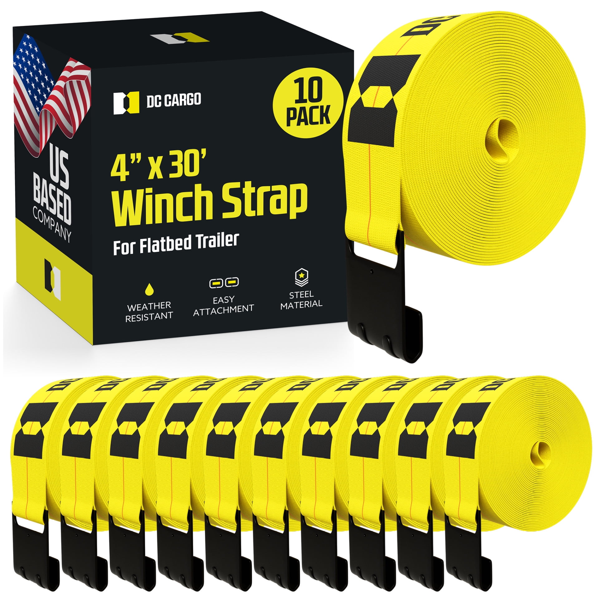 DC Cargo Winch Strap Tie Down Straps 4 inch Heavy Duty Tie Down Straps