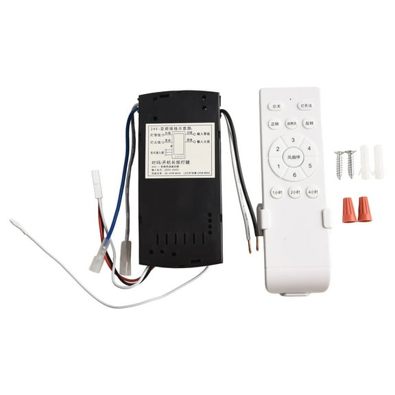 DC Ceiling Fan Remote Control Kit, 6-Speed Timer Switch with Light On/Off Control, for Most DC Motors for Home Office Hotel, Installation Receiver and Transmitter Included