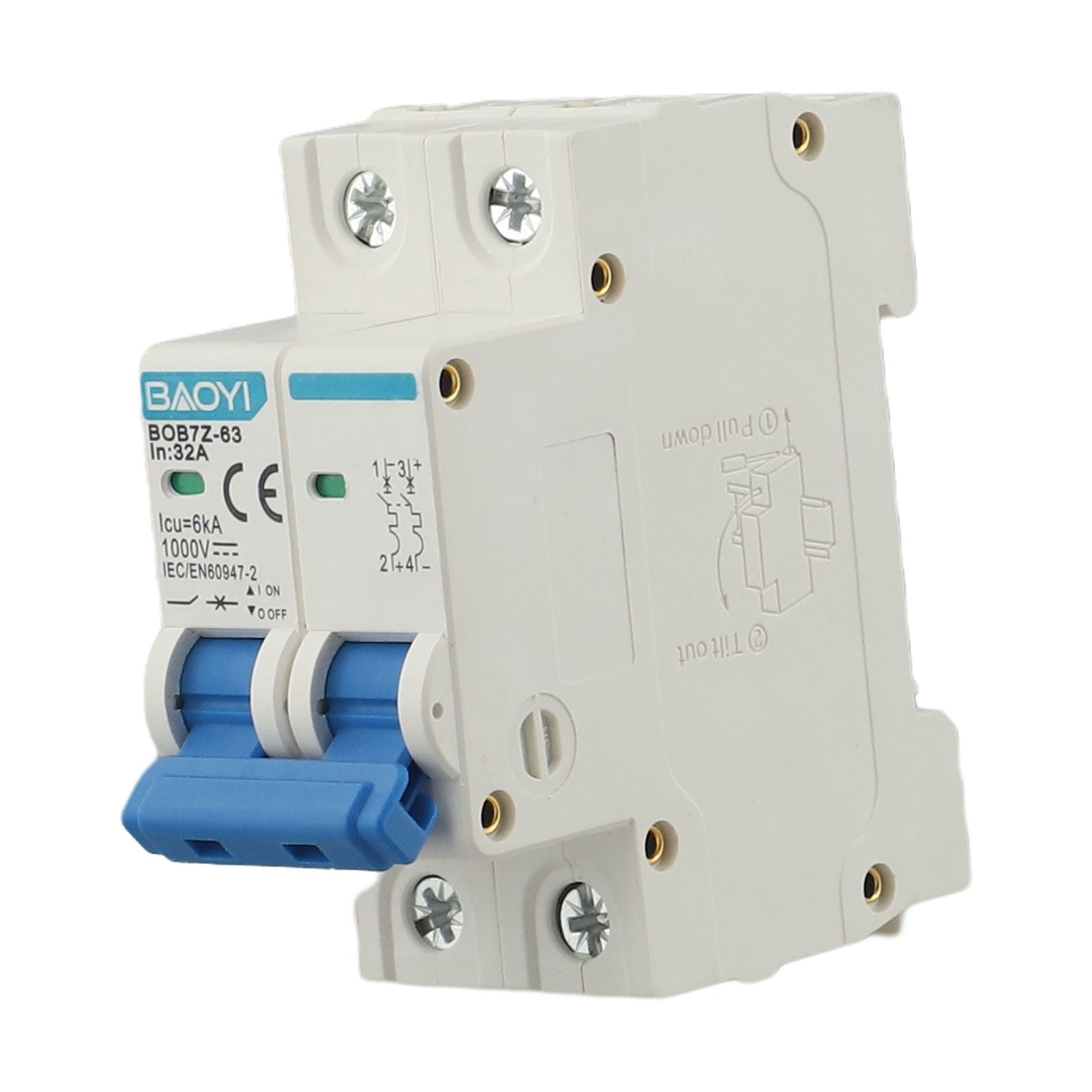 DC Circuit Breaker 1000V 2 Pole Double MCB Solar PV 6 10 16 20 32 40 50 63 Amp 32A