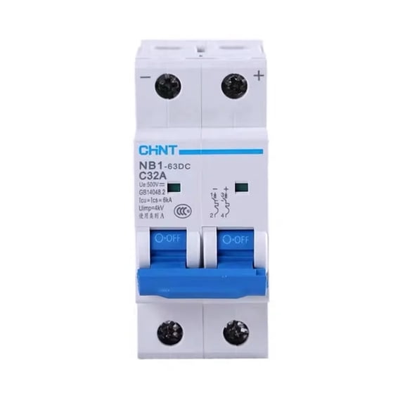 DC Circuit Breaker NB1-63DC 1P 2P 4P DC500V 6KA C1A 2A 3A 4A 5A 6A 10A 16A 20A 25A 32A 40A 50A 63A Mini DC Circuit Breaker