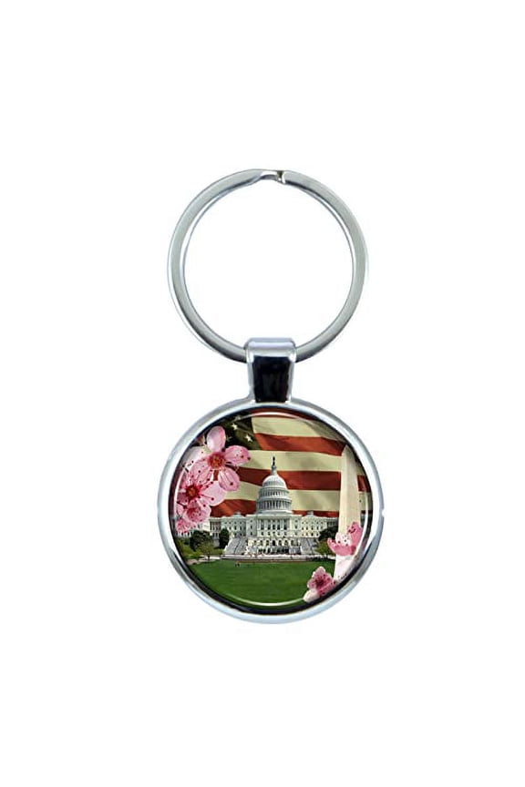 DC Collage Keychain with Epoxy Dome and Metal Keyring