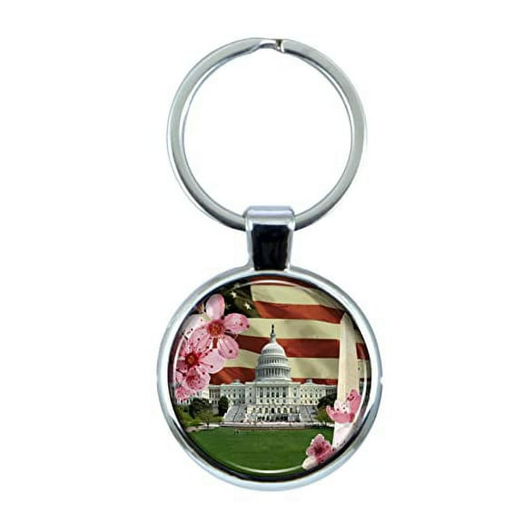 DC Collage Keychain with Epoxy Dome and Metal Keyring