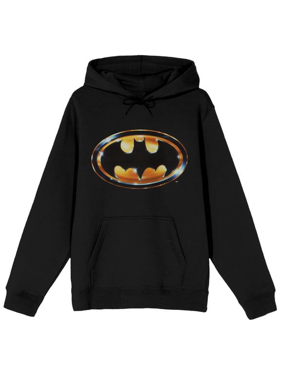 DC Comic Book Batman Logo Men's Black Graphic Print Hooded Sweatshirt- XXL