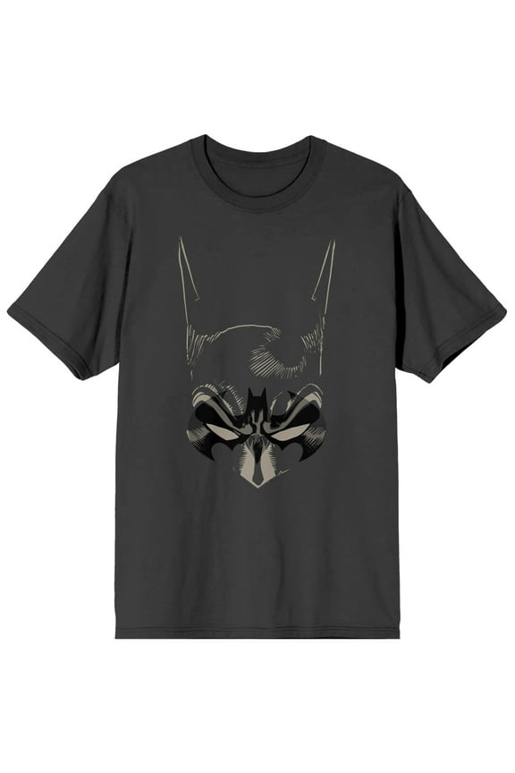 DC Comic Book Batman Superhero Mask Men's Charcoal Graphic Tee Shirt-3XL