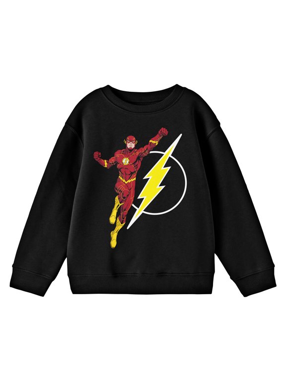DC Comic Book Justice League Flash Symbol Youth Boys Black Sweatshirt- M
