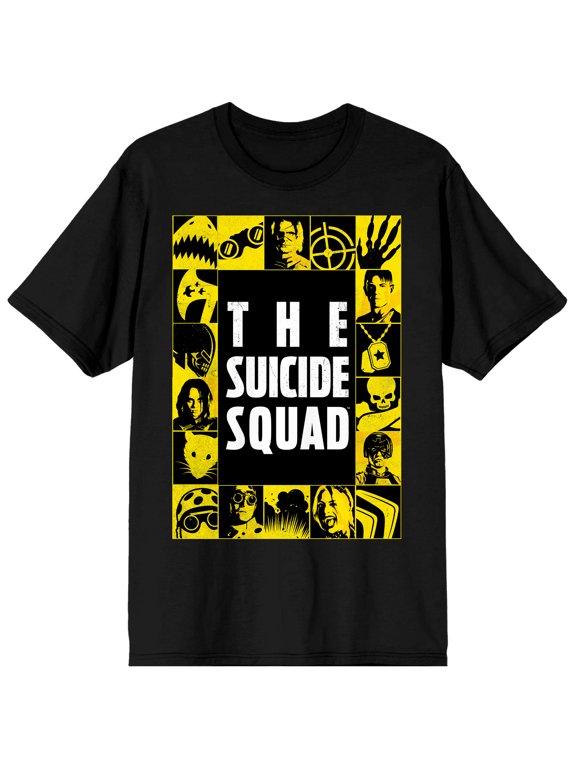 DC Comic Book Suicide Squad Character Group Men's Black Graphic Tee Shirt-S