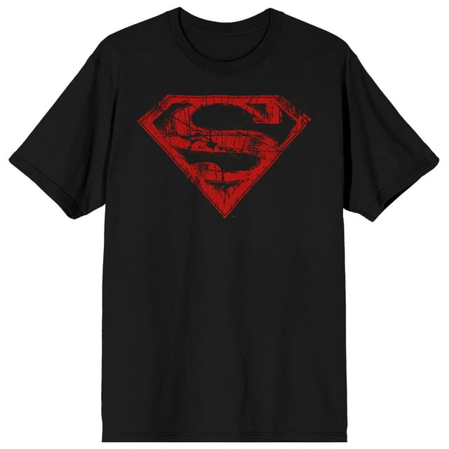 DC Comic Book Superman Red Logo Mens Black Graphic Tee-M