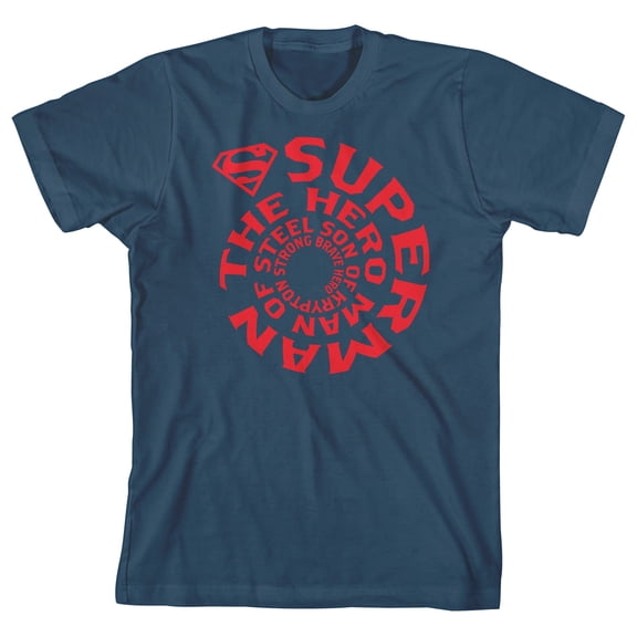 DC Comic Book Superman Youth Boys Navy Blue Graphic Tee Shirt - M
