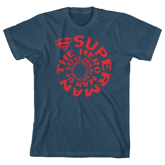 DC Comic Book Superman Youth Boys Navy Blue Graphic Tee Shirt -XL