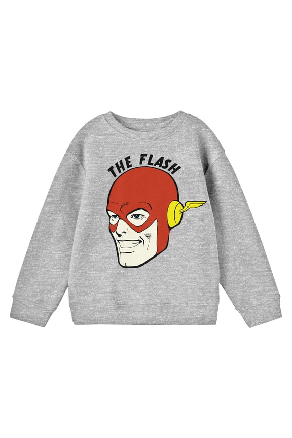 DC Comic Book Youth Boys The Flash Heather Grey Sweatshirt-XS