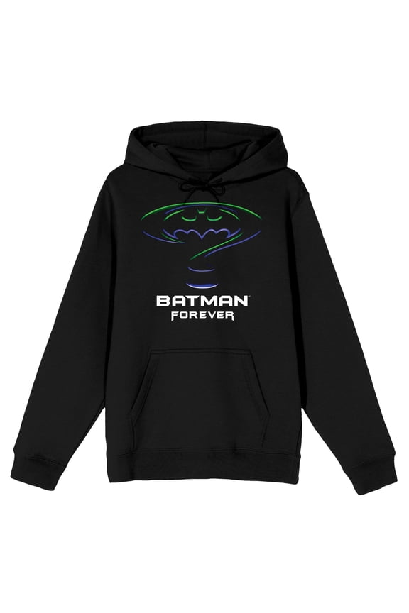 DC Comic Men's Batman Forever Symbol Black Hooded Sweatshirt-XX-Large