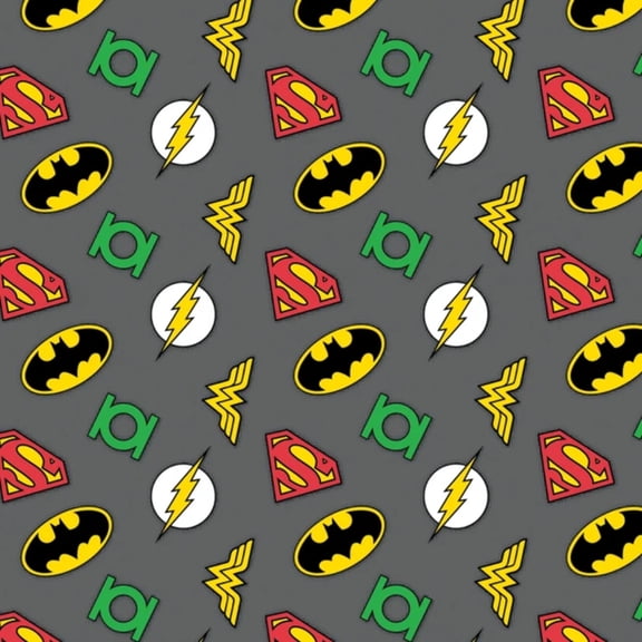 DC Comic Super Hero Logos Flannel Fabric
