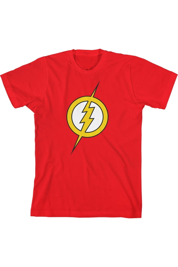 DC Comic Youth Boys Flash Superhero Logo Red Graphic T-Shirt-Small