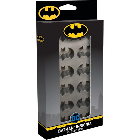 DC Comicc' Batman Molded Rubber Ice Cube Tray, Grey 8.5 x 4.5 x .9